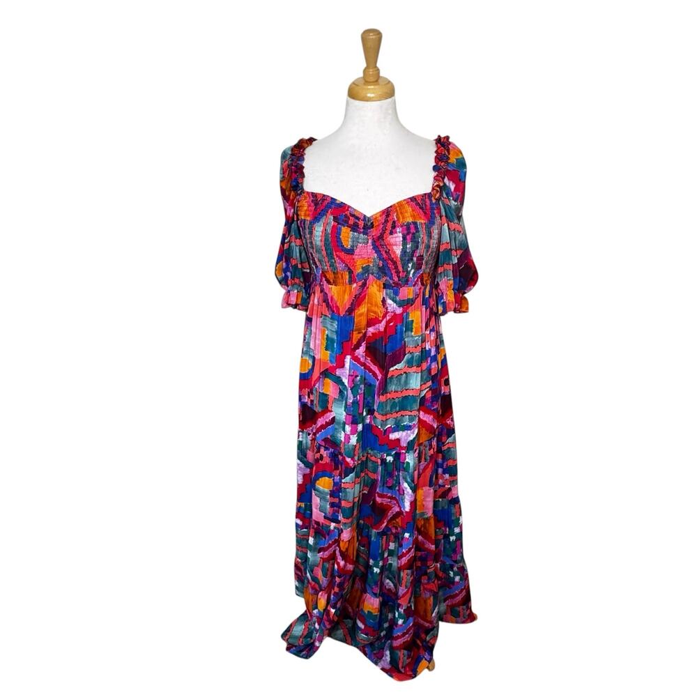 Johnny WAS Summer Daydream silk maxi dress in Pink Multi Size XS